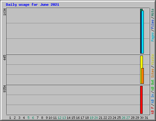 Daily usage for June 2021