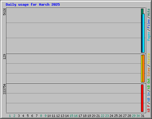 Daily usage for March 2025